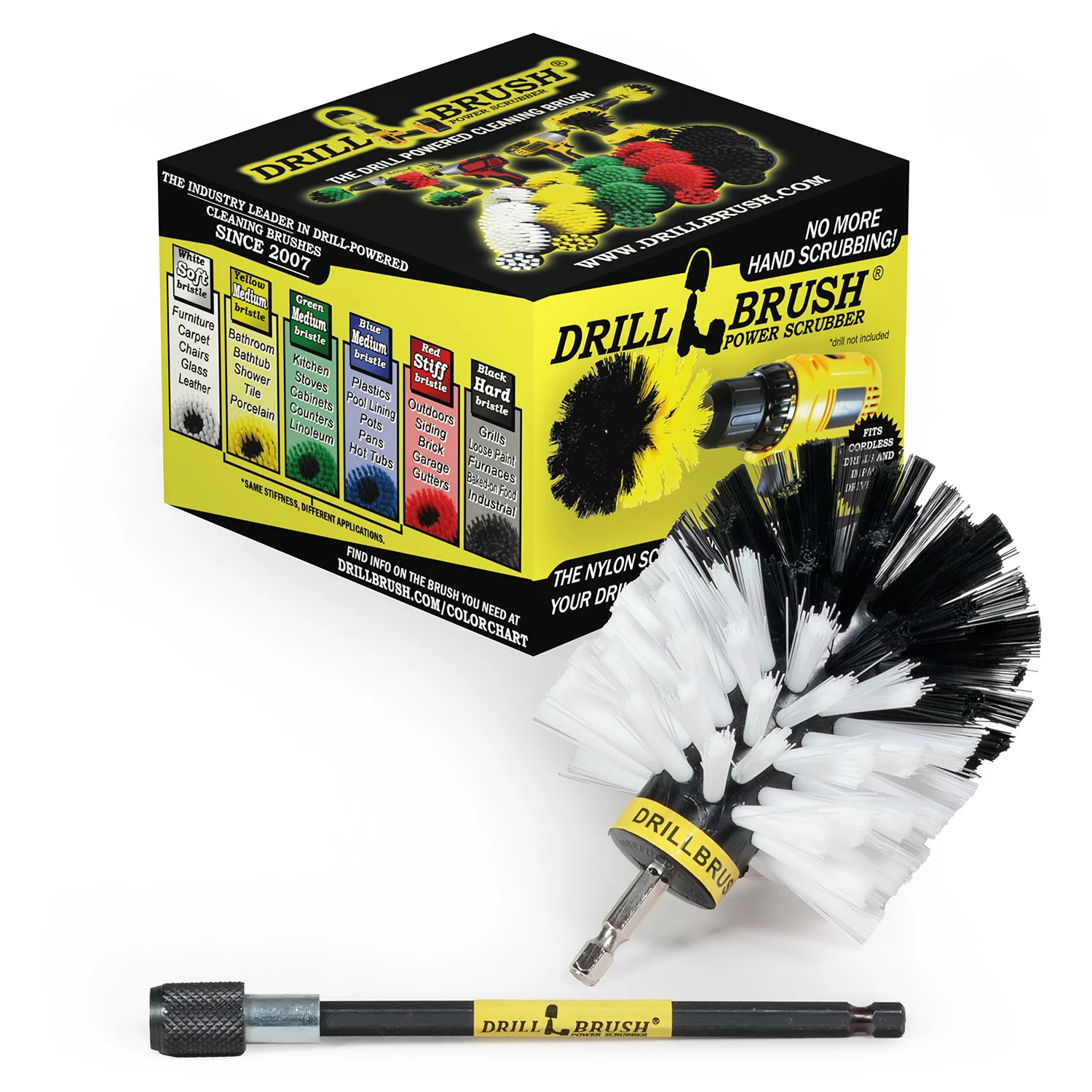 Original White Brush & 5in Ext. - Soft - Bullet Shaped - Home & Auto Cleaning | O-S-W-5X-QC-DB