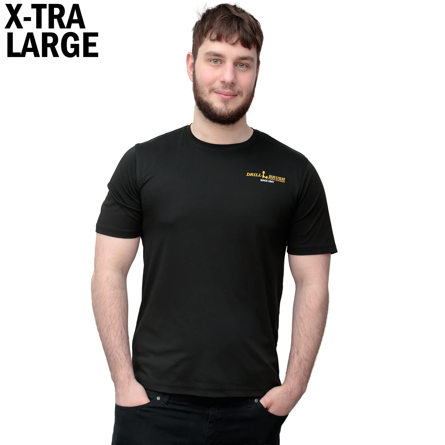 Official Drillbrush Black Polyester Unisex T-Shirt - Xtra Large