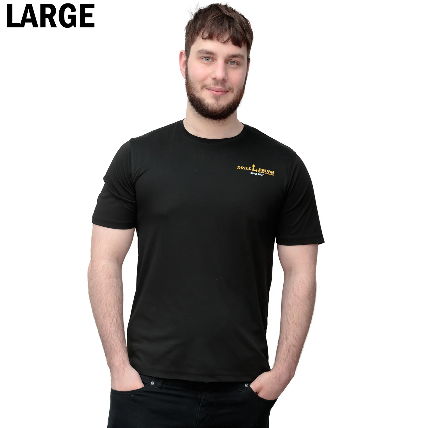 Official Drillbrush Black Polyester Unisex T-Shirt - Large