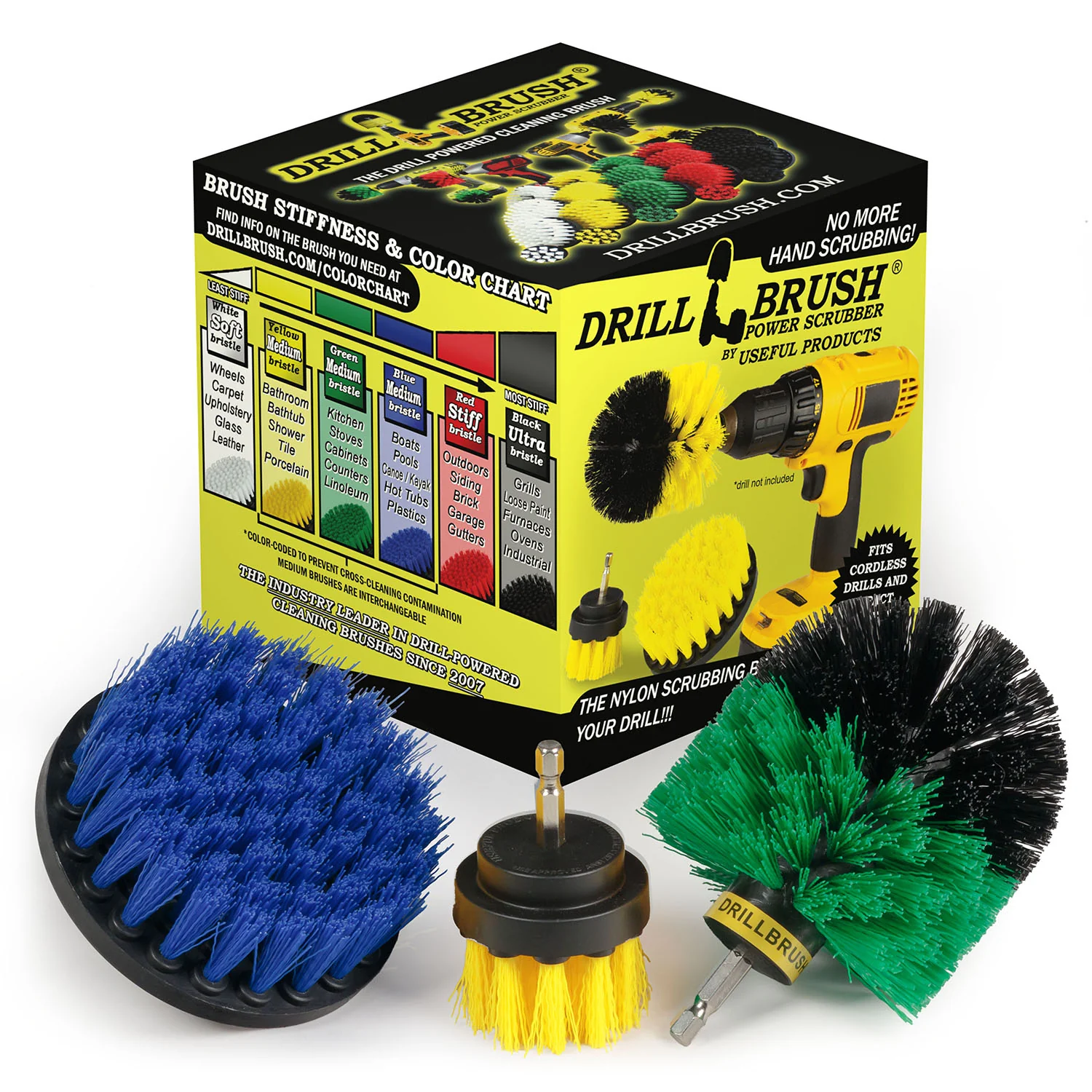 Original, 4in, & 2in Variety Brushes - Medium Bristles - General Household Cleaning | Y2-GO-B4-S-QC-DB