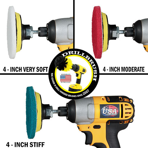 Edge, Original, 4in, & 2in Yellow Brushes w/4in Pads - Medium - Bathroom & Tub | S-YE42O-P4-WRB-3V-QC-DB - Image 4