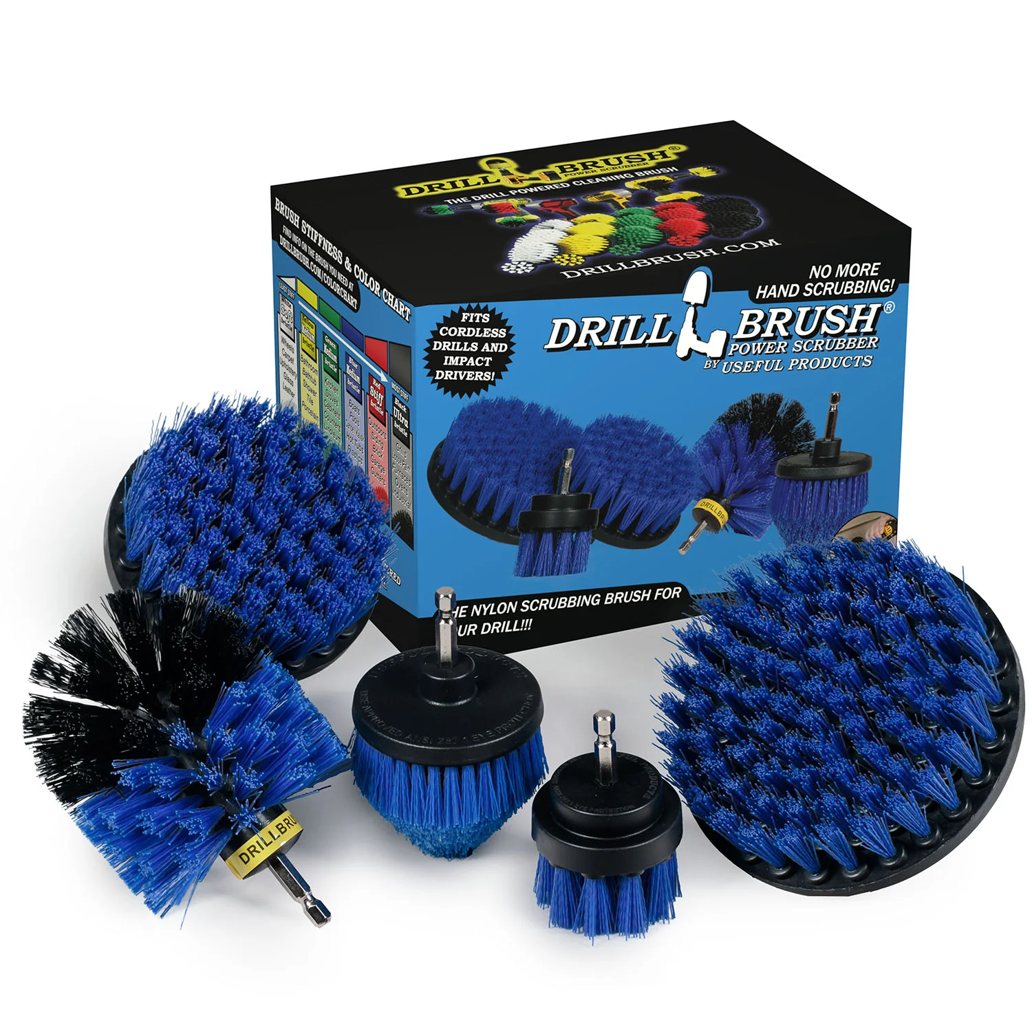 Original, 4in, 5in, 2in Short, and Corner Blue Brushes - Medium Bristles - Marine & Pool Cleaning | B-S-542CO-QC-DB
