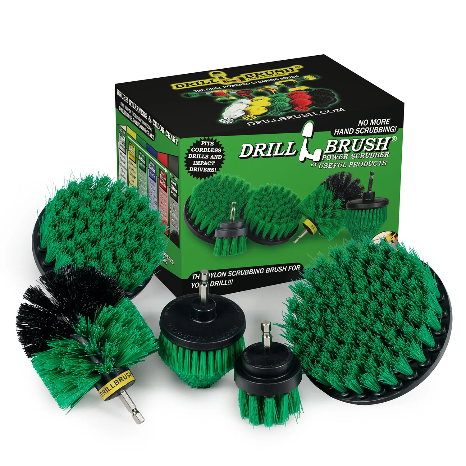 Original, 4in, 5in, 2in Short, and Corner Green Brushes - Medium Stiffness - Kitchen Cleaning | G-S-542CO-QC-DB