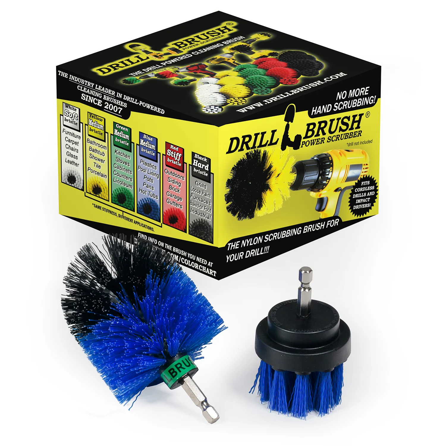 Mini & 2in Blue Brushes - Medium Bristles - Marine & Pool Cleaning | B-S-2M-QC-DB