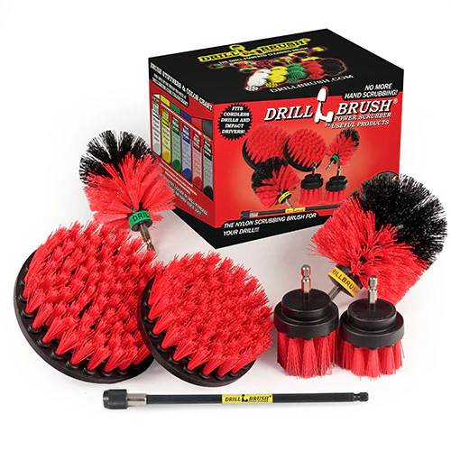 Ultimate Red Brush Kit w/7in Ext. - Stiff - Patio & Outdoor | R-542OMS-2L-7X-QC-DB