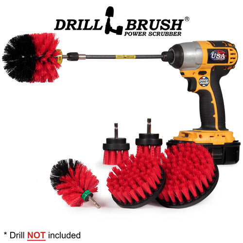 Ultimate Red Brush Kit w/7in Ext. - Stiff - Patio & Outdoor | R-542OMS-2L-7X-QC-DB - Image 2