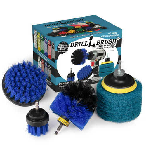 Original, 4in, & 2in Blue Brushes w/ Pads - Medium Bristles - Pool & Marine | S-B42O-P4-3B-3V-QC-DB
