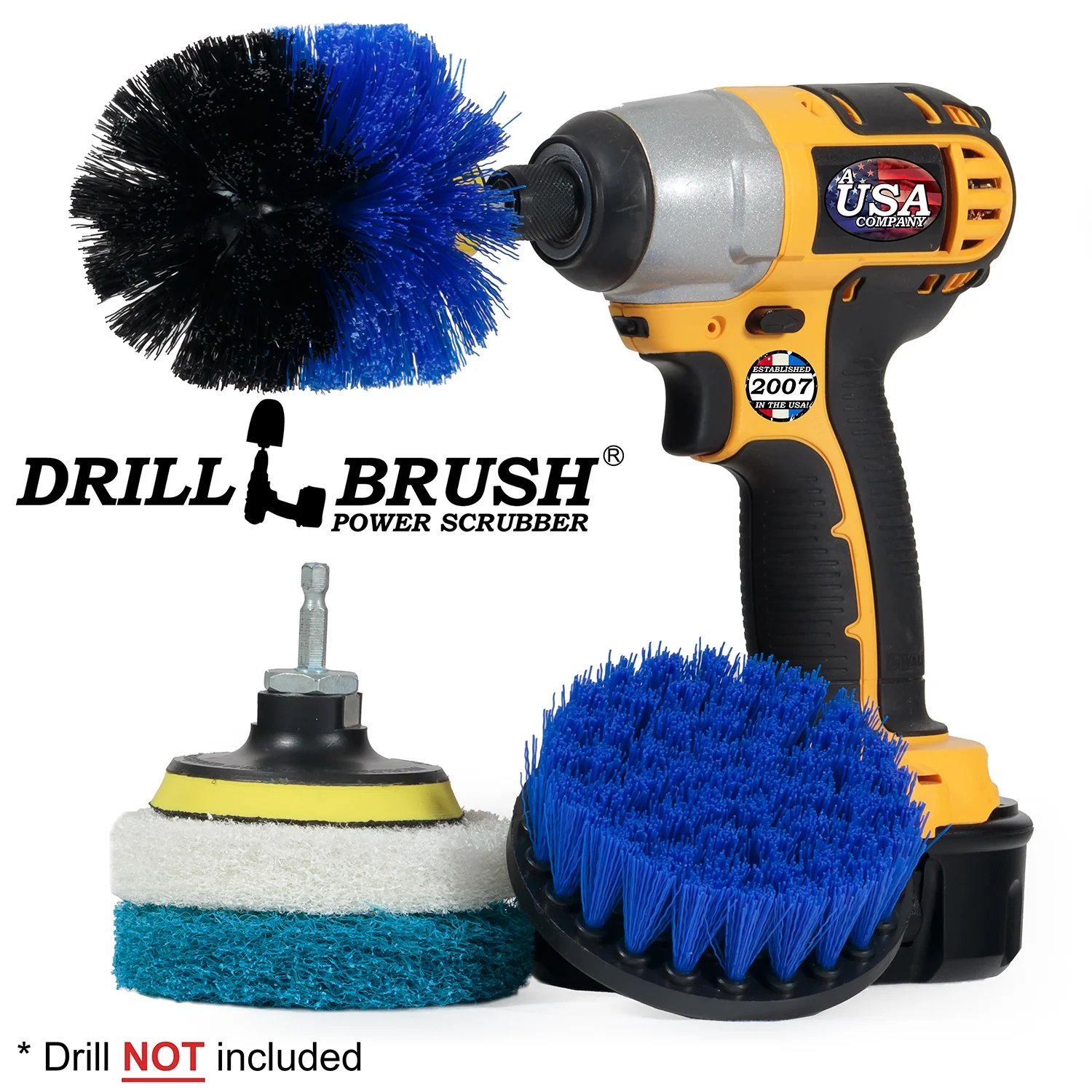Original & 4in Blue Brushes w/4in Pads - Soft & Stiff Pads - Pool & Marine | S-B4O-P4-WB-4V-QC-DB - Image 2