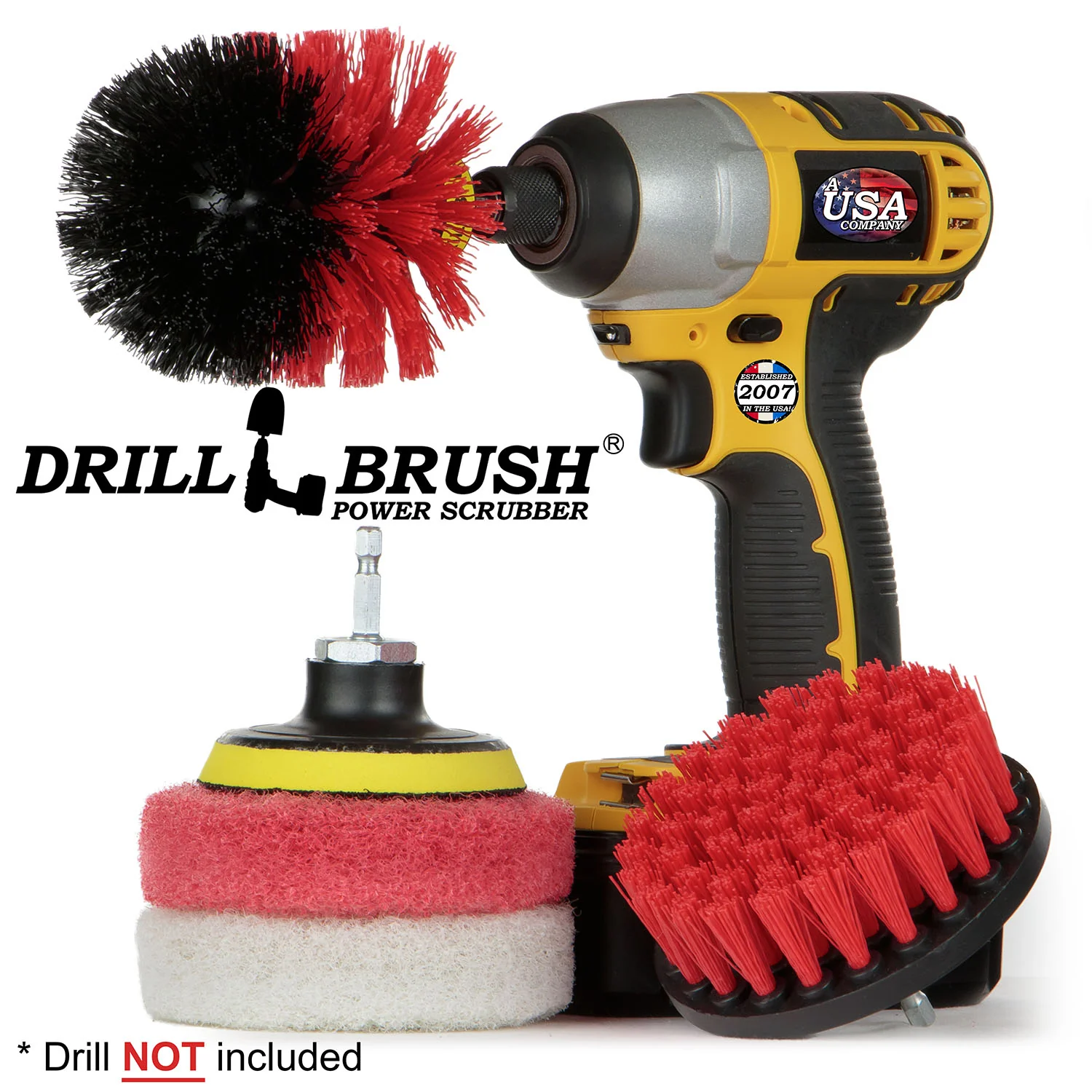 Original & 4in Red Brushes w/4in Pads - Soft & Medium Pads - Outdoor & Patio | S-R4O-P4-WR-4V-QC-DB - Image 2