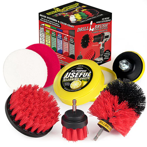 Stiff Red 4in, 2in Short, & Original Brush Kit with Useful All-Purpose Cleaning Paste Bundle - Stiff Bristles - 260g Multi-Purpose Cleaning Paste | R-S-42O-3V-QC-DB-UP1