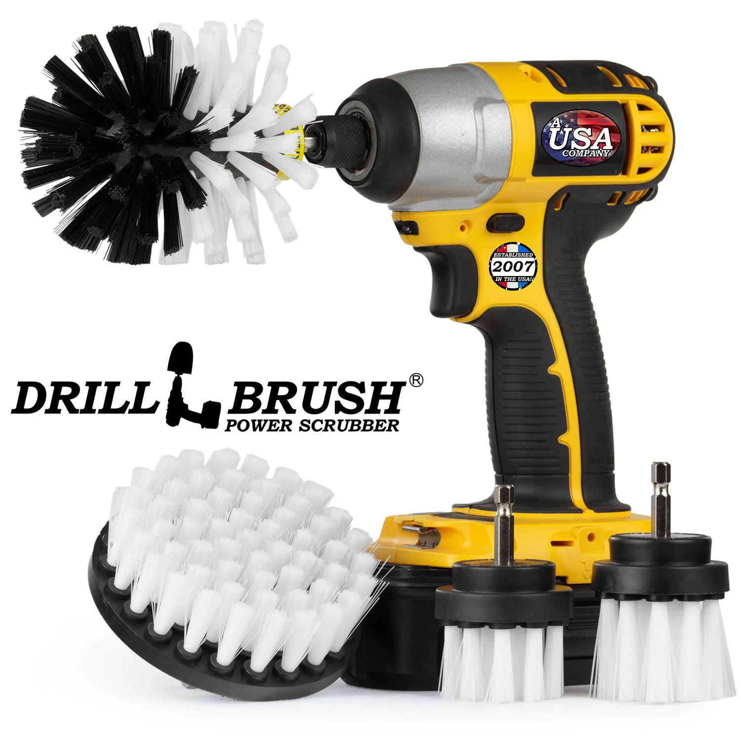 Original, 4in, 2in, & 2in-L White Brushes - Soft Bristles - Home & Auto Cleaning | W-42OS-2L-QC-DB - Image 2