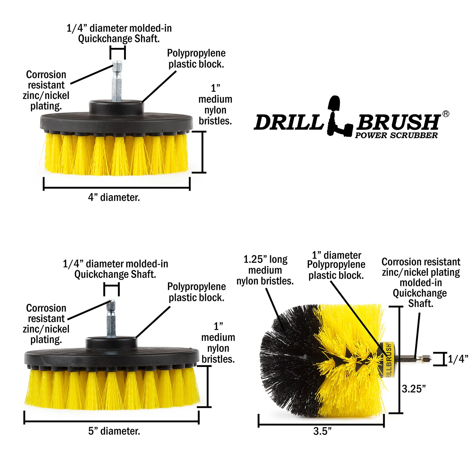 Ultimate Yellow Kit - Medium Bristles - Bathroom & Shower Cleaning | Y-542OMS-2L-QC-DB - Image 6