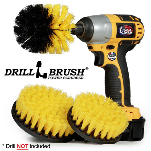 Original, 5in, and 4in Yellow Brushes - Medium Bristles - Bathroom & Shower Cleaning | Y-S-54O-QC-DB - Image 2