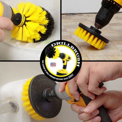 Original, 5in, and 4in Yellow Brushes - Medium Bristles - Bathroom & Shower Cleaning | Y-S-54O-QC-DB - Image 4