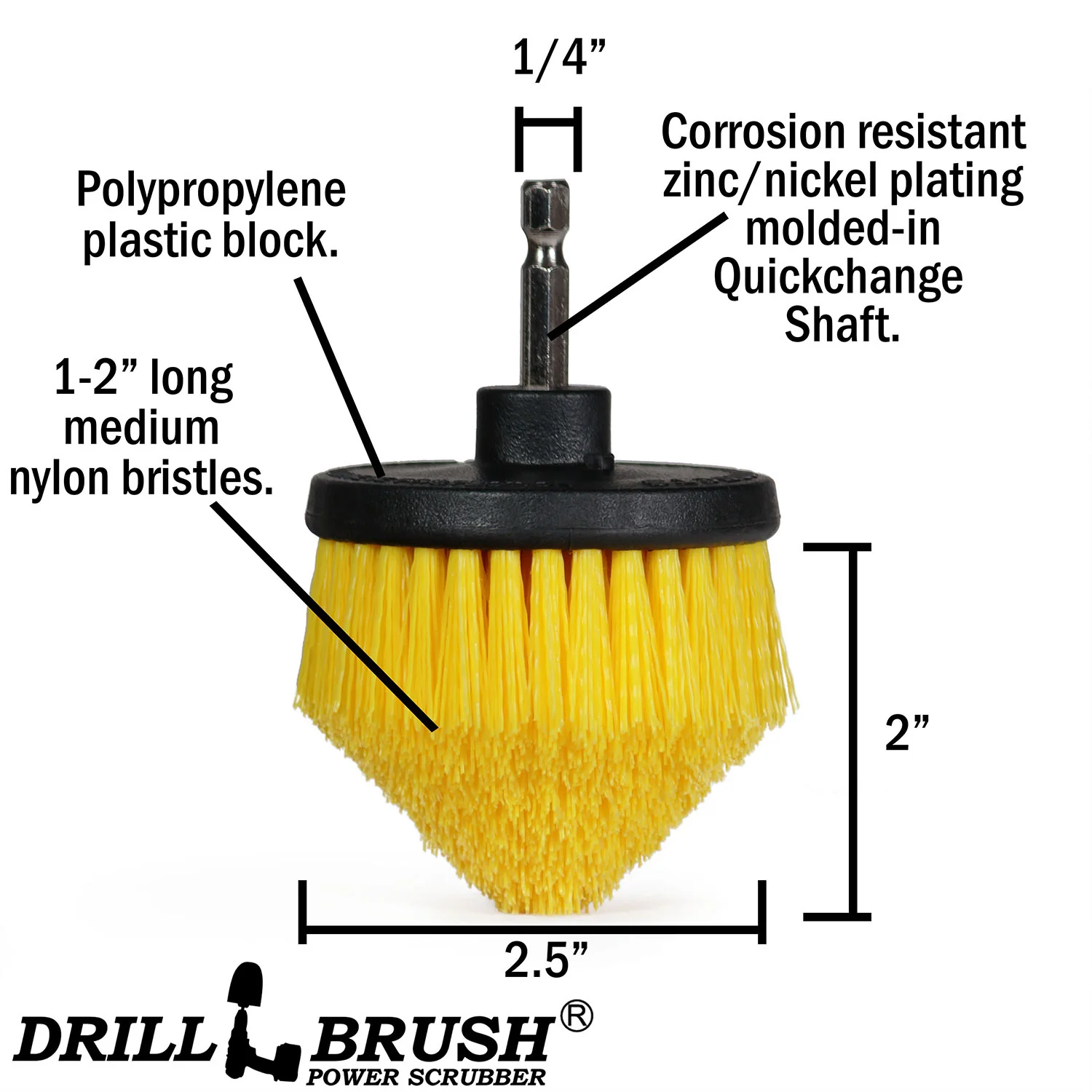 Yellow Corner Brush - Medium Bristles - Cone Shaped - Bathroom Cleaning | C-S-Y-QC-DB - Image 3