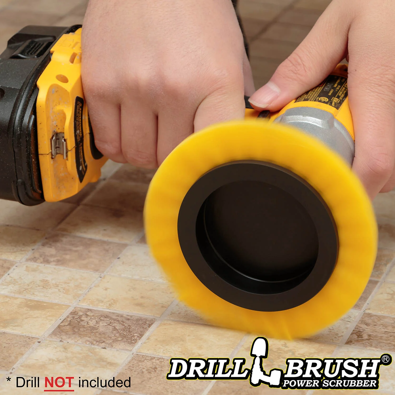 Yellow Edge Brush - Medium Stiffness - Wheel Shaped - Bathroom & Shower | E-S-Y-QC-DB - Image 2